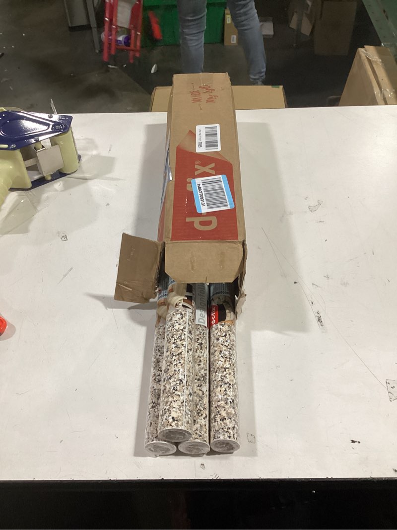 Condition photo showing New/Like New for d-c-fix 346-0181-4PKA Decorative Self Adhesive Film, Brown Granite 17" x 78" Roll, 4-Pack with Applicator 17" x 78" roll - 4 Pk with Applicator