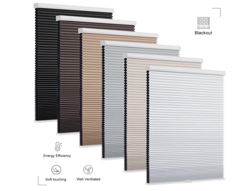 Changshade Cordless Cellular Shades, Blackout Honeycomb Shades for Windows, Pull Down Pleated Blinds