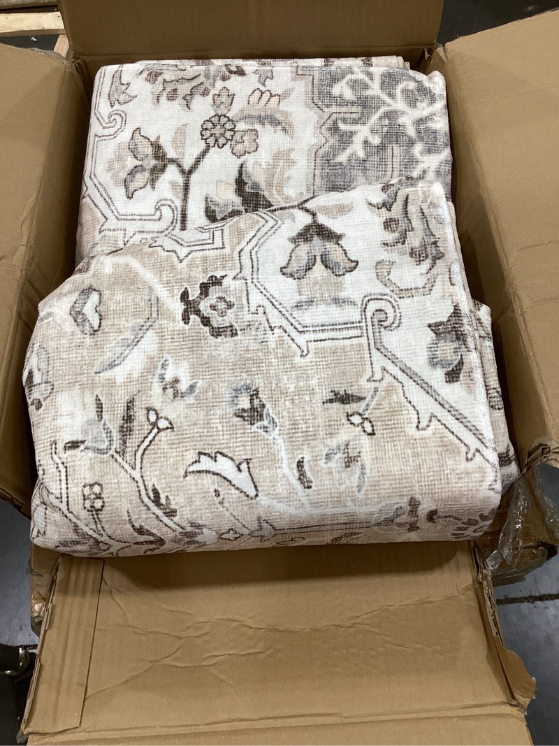 Condition photo showing As Is for 8x10 Living Room Rug for Family- Washable Oriental Stain Resistant Rugs for Bedroom Nursery Non Slip Ultra Soft Carpet for Dining Room Medallion Farmhouse Home Decor Floor Decoration Mat (8x10 Beige) 8' x 10' (Rectangular) Beige