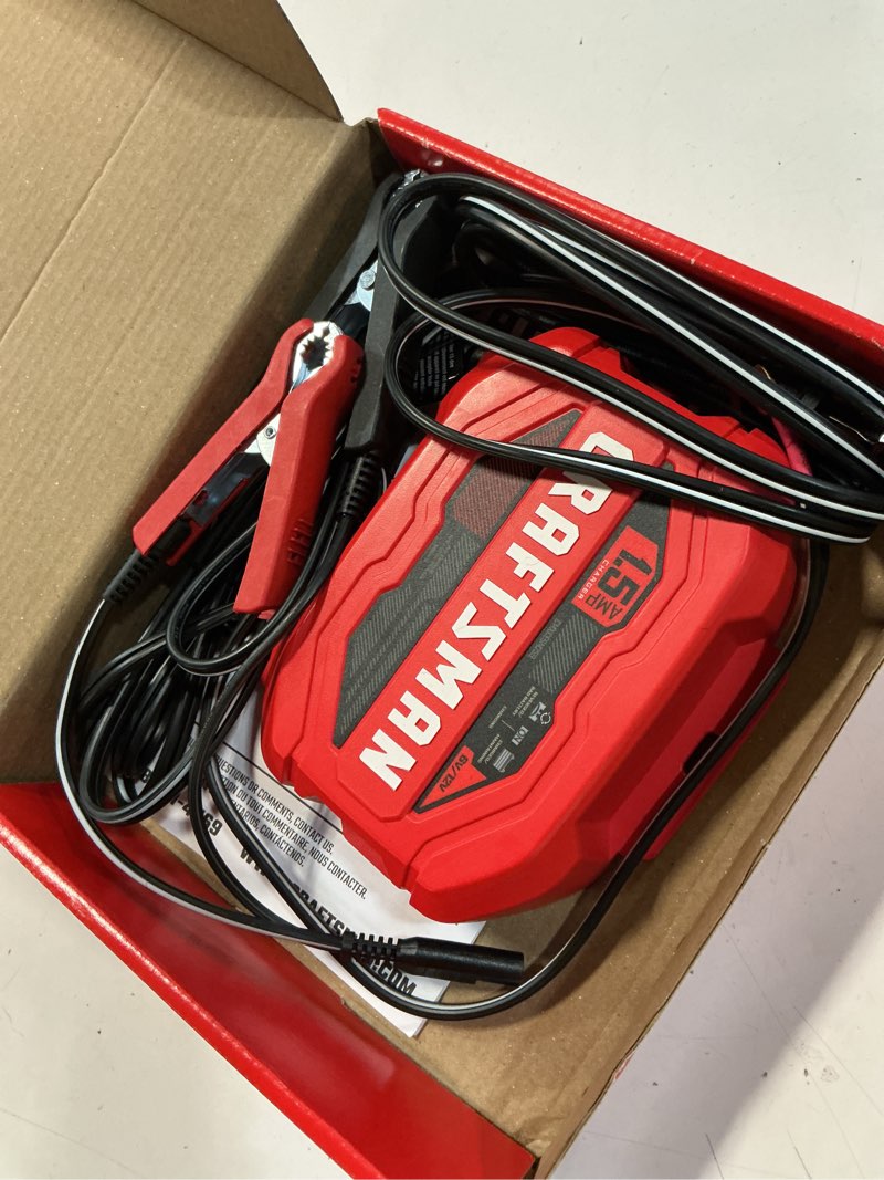 Condition photo showing As Is for craftsman 1.5-amp 6/12-volt car battery charger