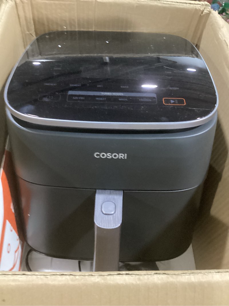 Condition photo showing Good Condition for cosori 9-in-1 turboblaze air fryer 6 qt, pfas-free ceramic coating, 90°–450°f, precise heating for even results, air fry, roast, bake, broil, dry, frozen, proof, reheat, keep warm, 120v, dark gray dark gray 6qt