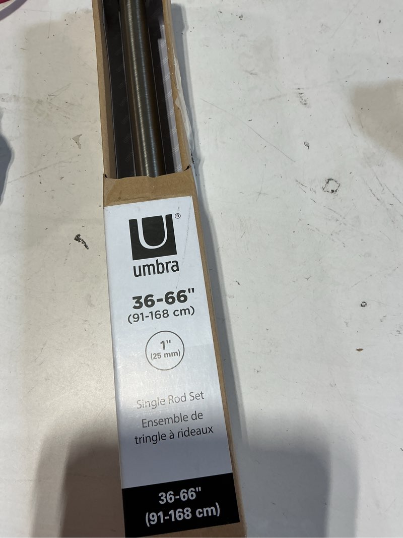 Condition photo showing Good Condition for umbra cappa expandable single curtain rod 36-66