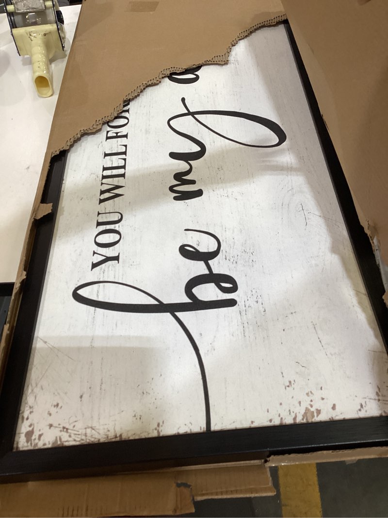 Condition photo showing As Is for you will forever be my always framed wall art: 48''×16'' rustic farmhouse love quote sign, modern couples master bedroom decor above bed, perfect for living room, guest room & family home you will forever be my always 48"l x 16"w