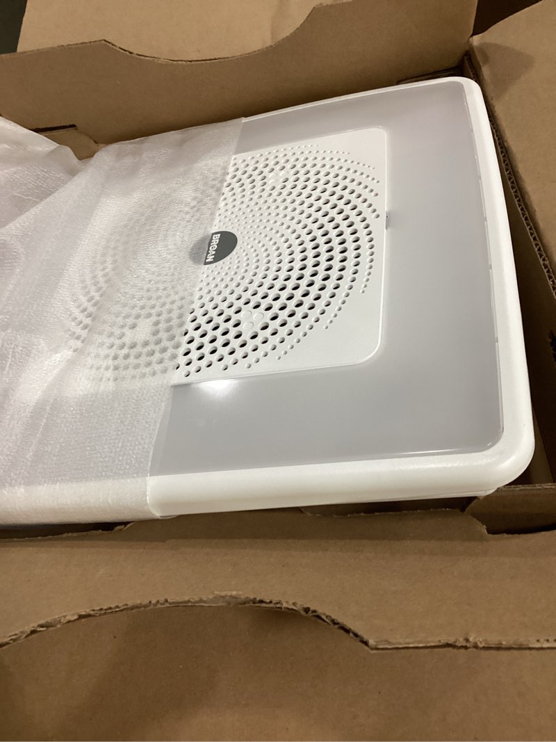 Condition photo showing As Is for broan-nutone chromacomfort 110 cfm 1.5 sones ventilation fan with bluetooth speaker