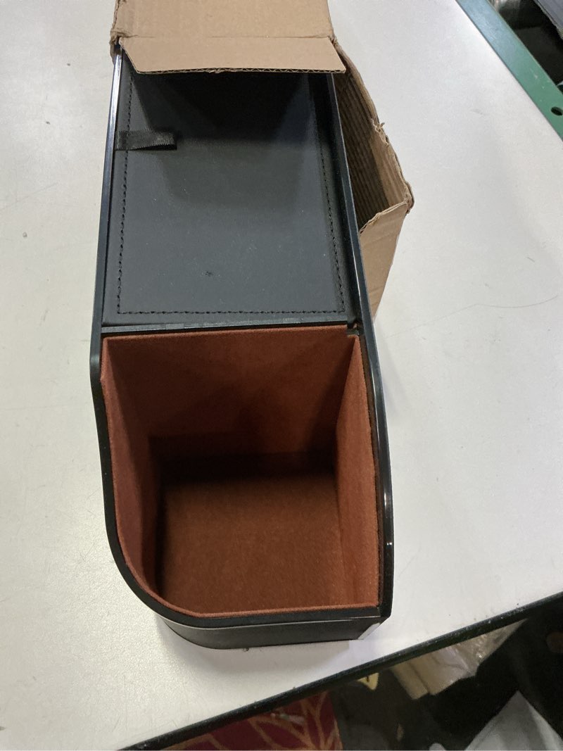 Condition photo showing As Is for Car Seat Back Organizer with 2 Drink Cup Holder, Headrest Rear Seat Storage Organizer with Tissue Box and Hook, Multi-Functional Backseat Hanging Storage Box for Kids Travel (Black)