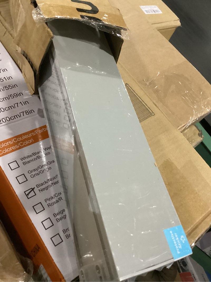 Condition photo showing As Is for 26" w x 72" h cordless light filtering roller shade for windows, free stop windows shades, thermal insulated linen-style blinds for home and office, modern window blind color-matched (grey) 26"w x 72"h grey