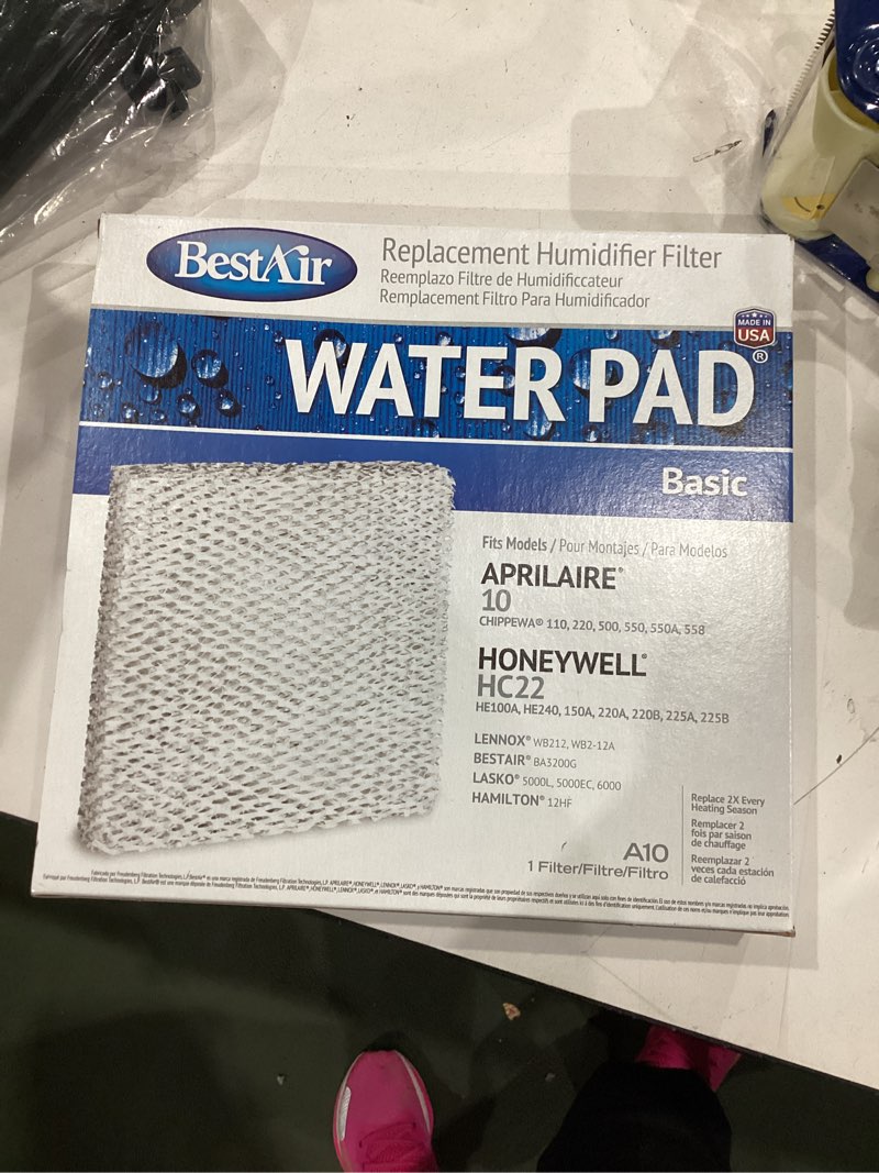 Condition photo showing New/Like New for bestair a10 humidifier replacement metal/clay waterpad filter, for aprilaire, bryant, carrier, chippewa, hamilton, honeywell, lasko, lennox & totaline models, 10" x 10" x 2", single pack