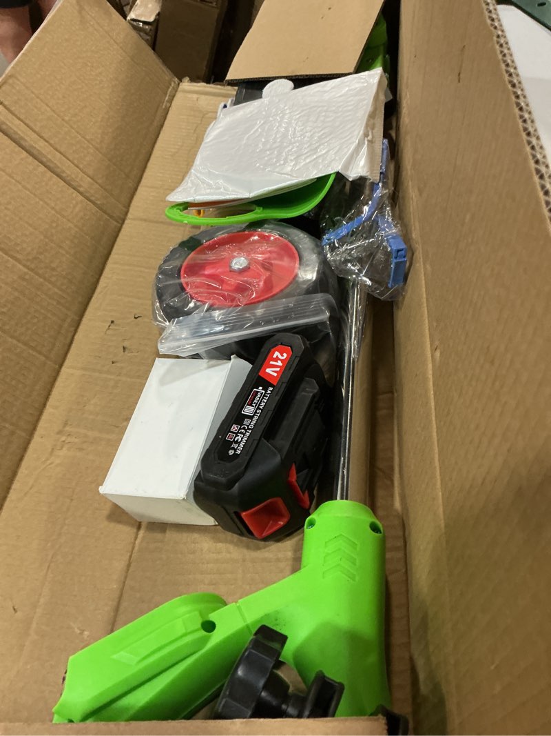 Condition photo showing Good Condition for cordless weed wacker with 2 batteries, lightweight 21v weed trimmer with wheels, electric grass trimmer, adjustable shaft lawn tool for small yard tight spaces 2x2.0 wheeled lawn mower kit