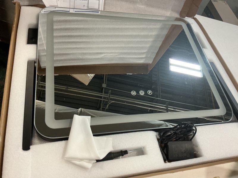 Condition photo showing Good Condition for FENNIO Vanity Mirror with Lights 22"x17",LED Lighted Makeup Mirror,Large Makeup Mirror with Lights,Touch Screen with 3-Color Lighting,Led Mirror Makeup,Dimmable,for Vanity Desk Tabletop,Bedroom Black 22"L x 17"W