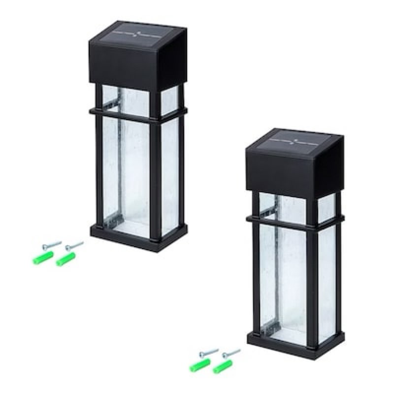 harbor breeze solar matte black led outdoor wall light kit 2 -pack