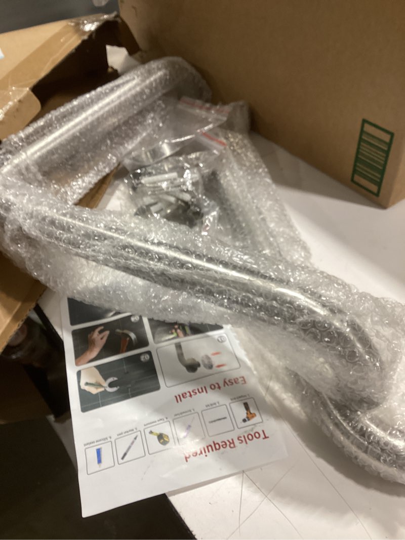 Condition photo showing Good Condition for Brushed Nickel Angled Grab Bar 16 Inch, Zepolu Stainless Steel L-Shaped Safety Grab Rail, Bathroom Mobility Aid Handrail, Wall Mounted Balance Support Assist Shower Handle for Senior Elderly Handicap Brushed Nickel 16x16 inch