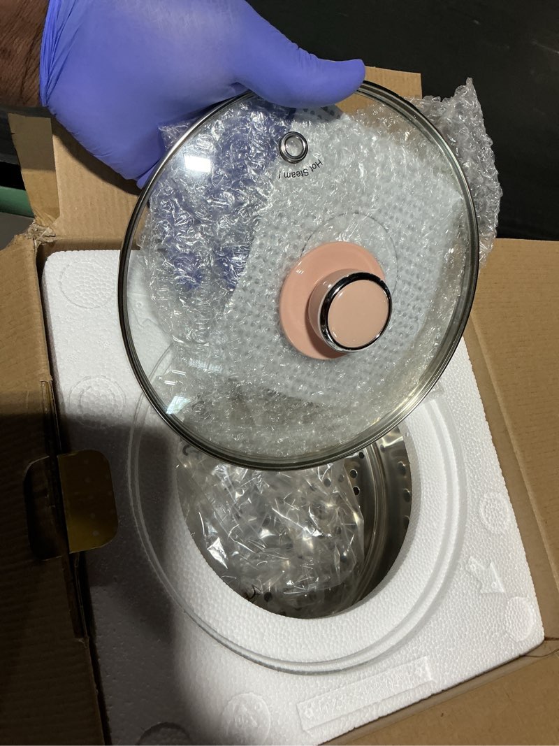 Condition photo showing New/Like New for bear electric multifunctional food steamer, one touch digital steamer with timer, vegetable steamer 2 tiered stackable stainless steel baskets, auto shut-off & anti-dry protection, 1200w, 8.5quart