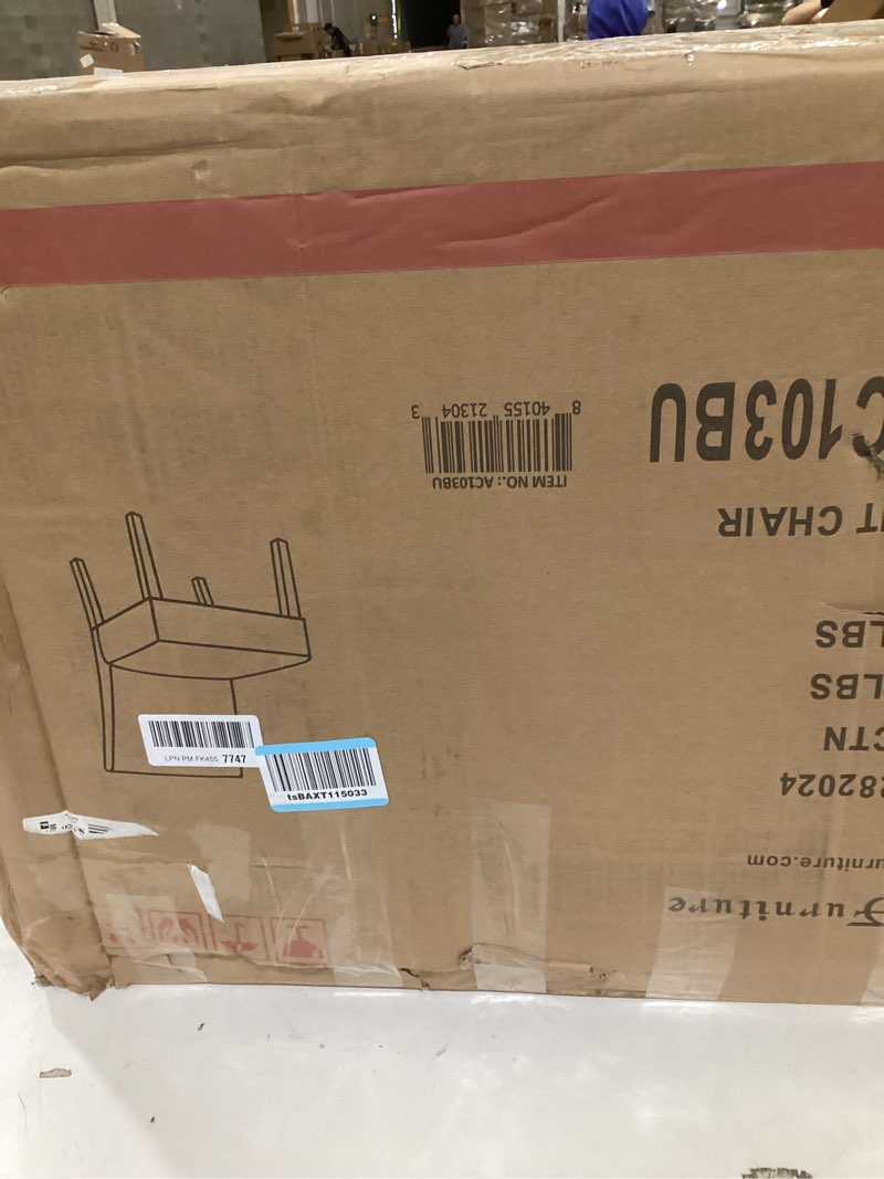 Condition photo showing New/Like New for Roundhill Furniture Botticelli Blue Stripe Upholstered Slipper Accent Chair