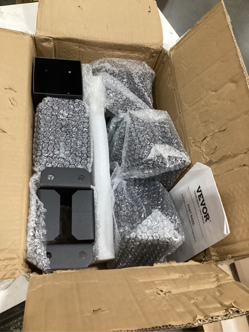 Condition photo showing Good Condition for vevor 4x4 post bracket, 10pc post base brackets, inner size 3.6"x3.6" heavy duty powder-coated post anchor matte black wood post brackets for pavilion deck railing support deck base plate