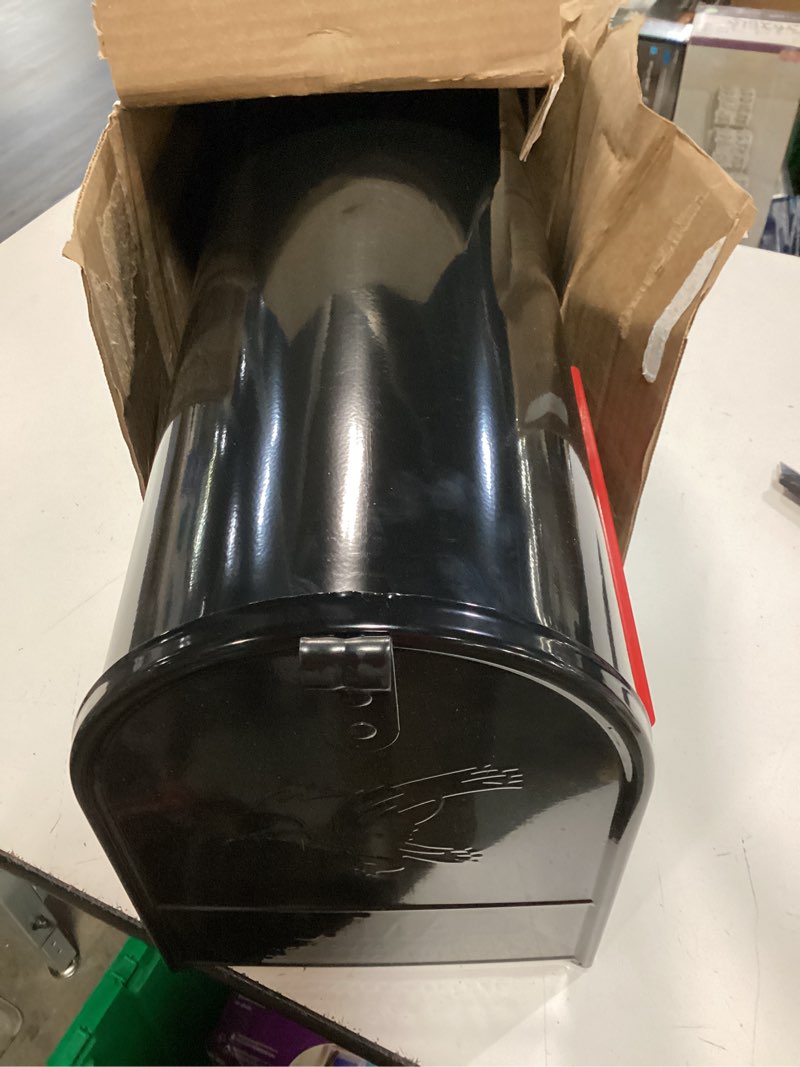 Condition photo showing As Is for architectural mailboxes elite classic galvanized steel post mount black mailbox