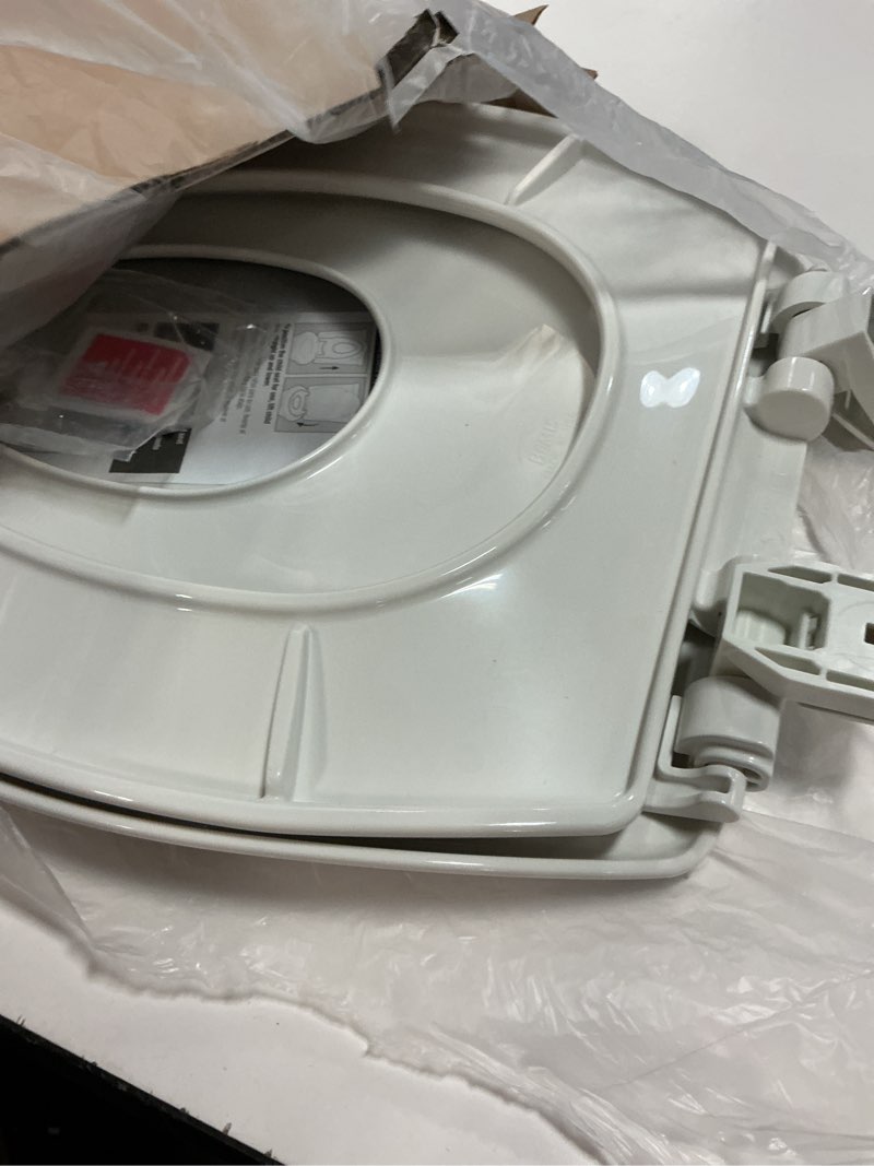 Condition photo showing As Is for Little2Big Toilet Seat with Built-In Toddler Potty Training Seat, Slow Close, Easy to Install, Made in USA, ELONGATED, White