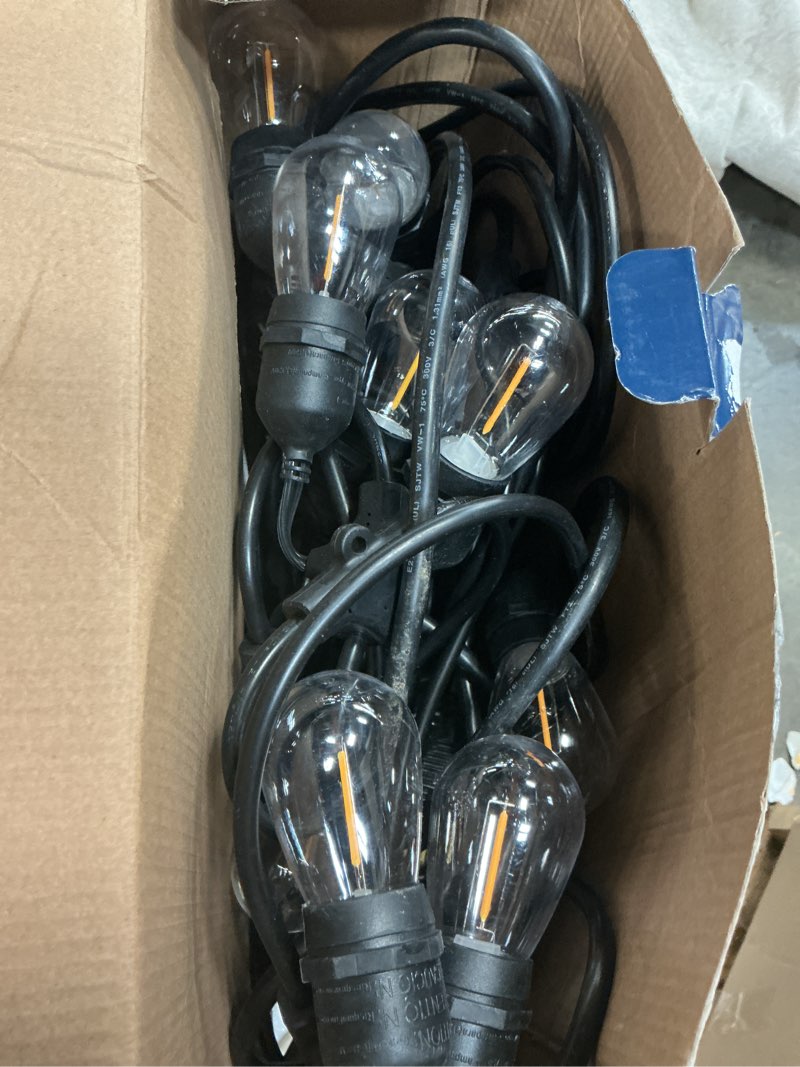 Condition photo showing As Is for harbor breeze 48-ft plug-in black indoor/outdoor string light with 24 white -light led edison bulbs