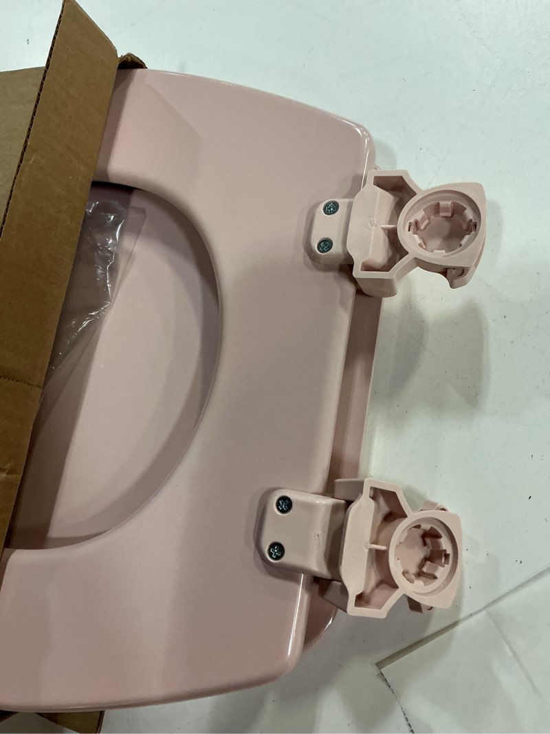Condition photo showing As Is for Bemis 500EC 063 Toilet Seat with Easy Clean & Change Hinges, 1 Pack Round, Venetian Pink Seat Round