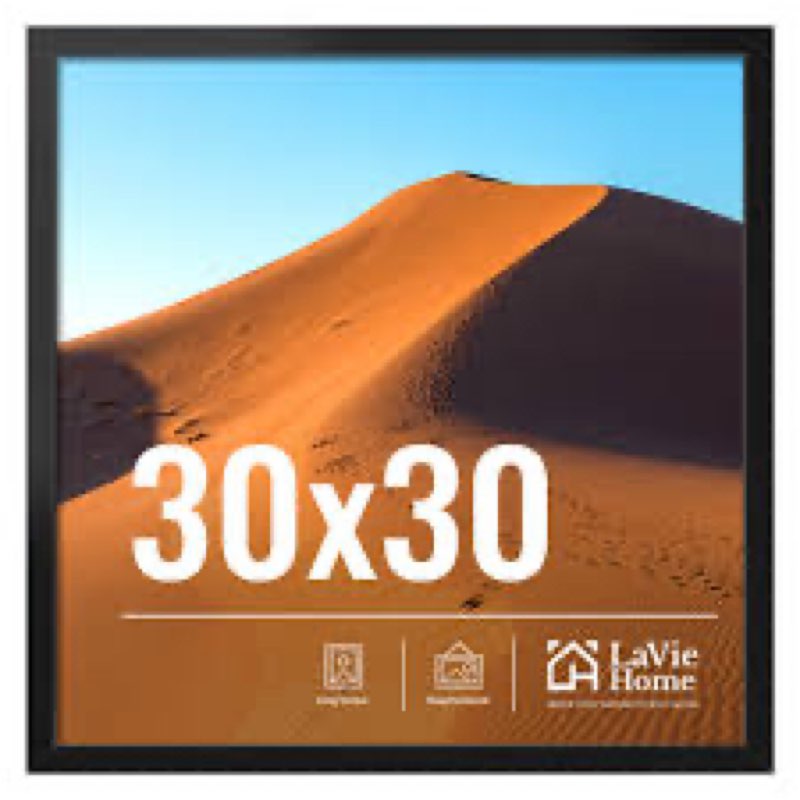 LaVie Home 30x30 Black Picture Frame, 30x30 Wall Display, Modern Style, Horizontal Orientation for S