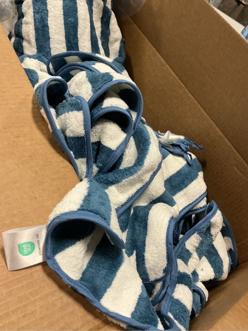 Condition photo showing Good Condition for 18 pcs navy stripe bath towel set with hanging loop-6 bath towels,6 hand towels,6 washcloths soft family towels set bathroom towel highly absorbent quick dry shower towel for beach spa gym hotel navy white 18 pcs towel set