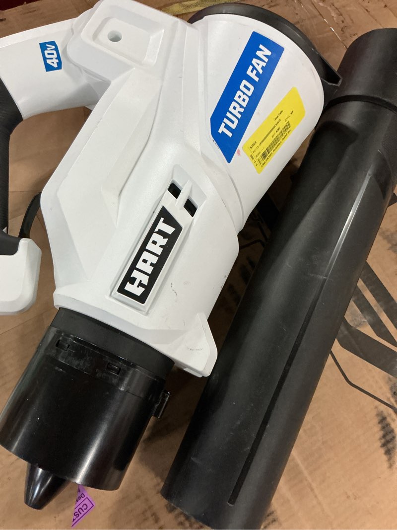 Condition photo showing As Is for new open box hart 40v hlb05vnm 450 cfm 120mph blower - tool only. 0523new