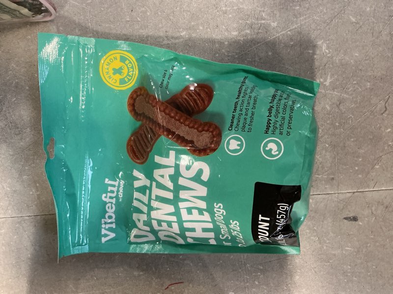 Condition photo showing New/Like New for Vibeful Large Daily Dental Chew Treats for Dogs, cinnamon  Flavor, 30 count( 25lbs) ( BB MAR 12/2026)