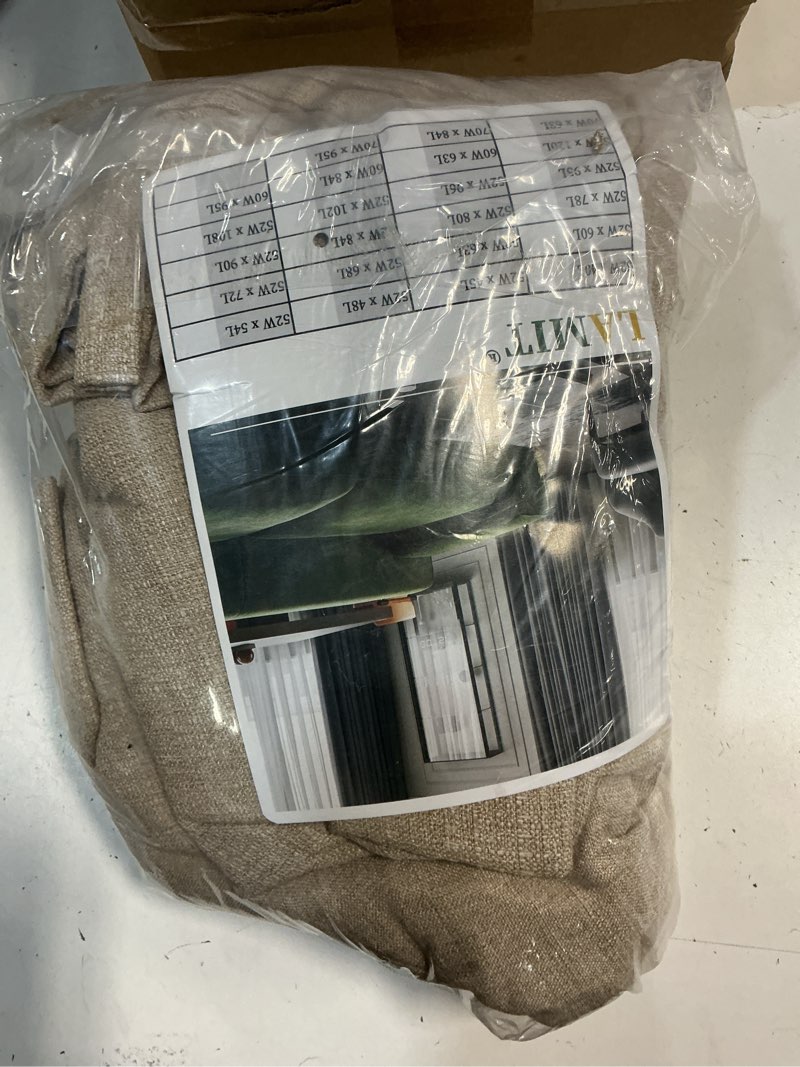 Condition photo showing Good Condition for lamit linen curtains 84 inch length 2 panels, grommet thick soft light filtering curtains privacy living room window drapes for bedroom/farmhouse, w52 x l84, natural beige 52"w x 84"l (pack of 2) natural