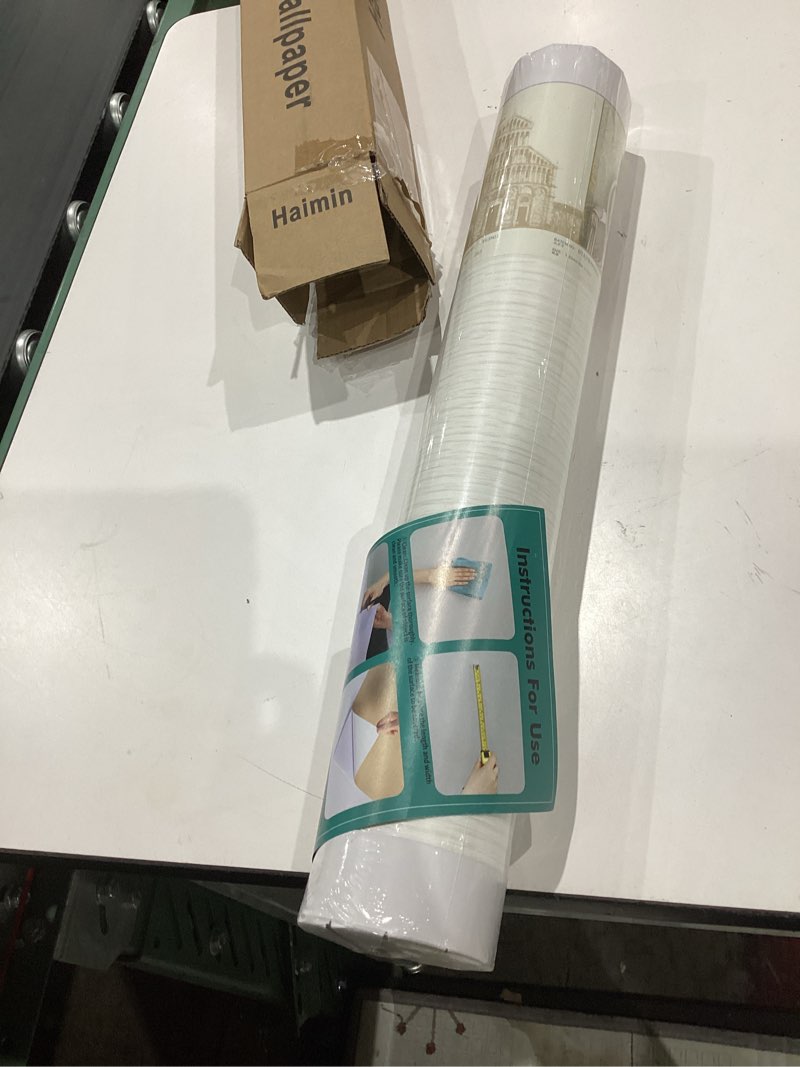 Condition photo showing Good Condition for haimin grasscloth wallpaper peel and stick 20.9in x 393in fabric contact paper wall paper textured wallpaper vertical stripes look self-adhesive thick vinyl embossed (beige and white)