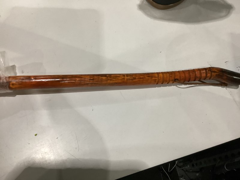 Condition photo showing Good Condition for vive wooden walking stick - secure handcrafted wood hiking cane - lightweight wrist strap for outdoor activities lifestyle - balance and support for men, women
