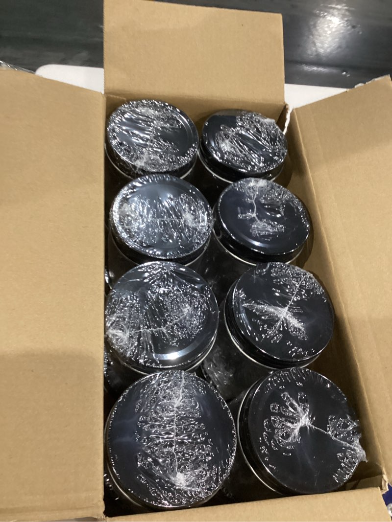 Condition photo showing New/Like New for 8 Ounce Clear Plastic Mason Jars With Screw On Lid, Reusable Empty Jars for Food Storage, Round BPA Free Containers for Sealing, Dry Food, Snacks, Candies, Breakage-proof, (Black - 16 Pack)