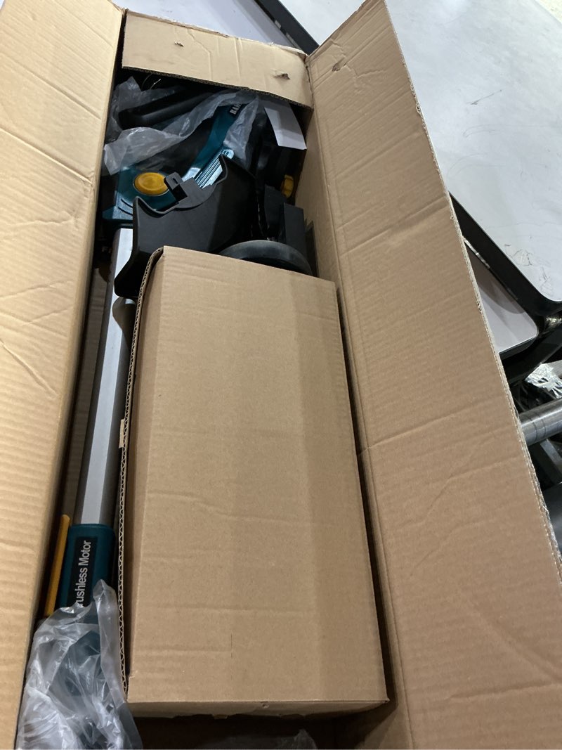 Condition photo showing New/Like New for weed wacker cordless, brushless electric weed eater, battery powered | 11 inch blades, 2 x 4.0ah batteries, 4 in 1 edger/grass trimmer/mini mower/brush cutter, 4 types blades, lightweight blue