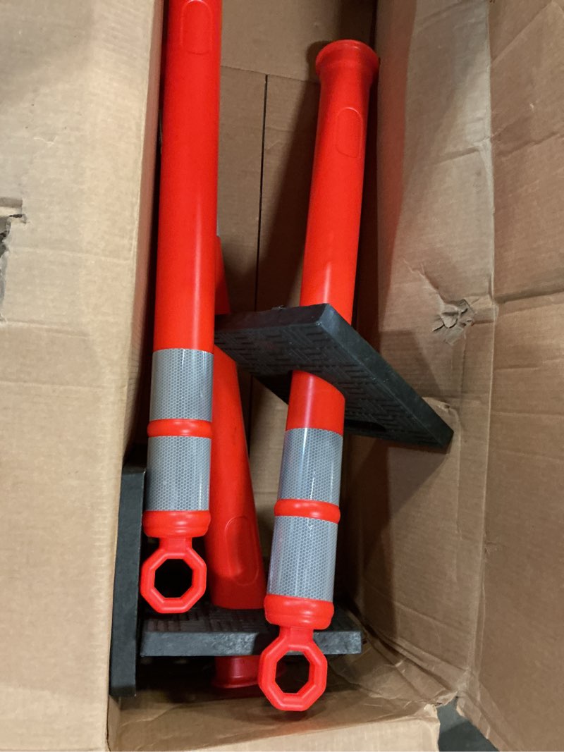 Condition photo showing Good Condition for roadhero 42 inch delineator post with base, portable orange traffic delineator posts cones with reflective collars for parking lots, road safety, construction events (3 pack) 42 inch 3