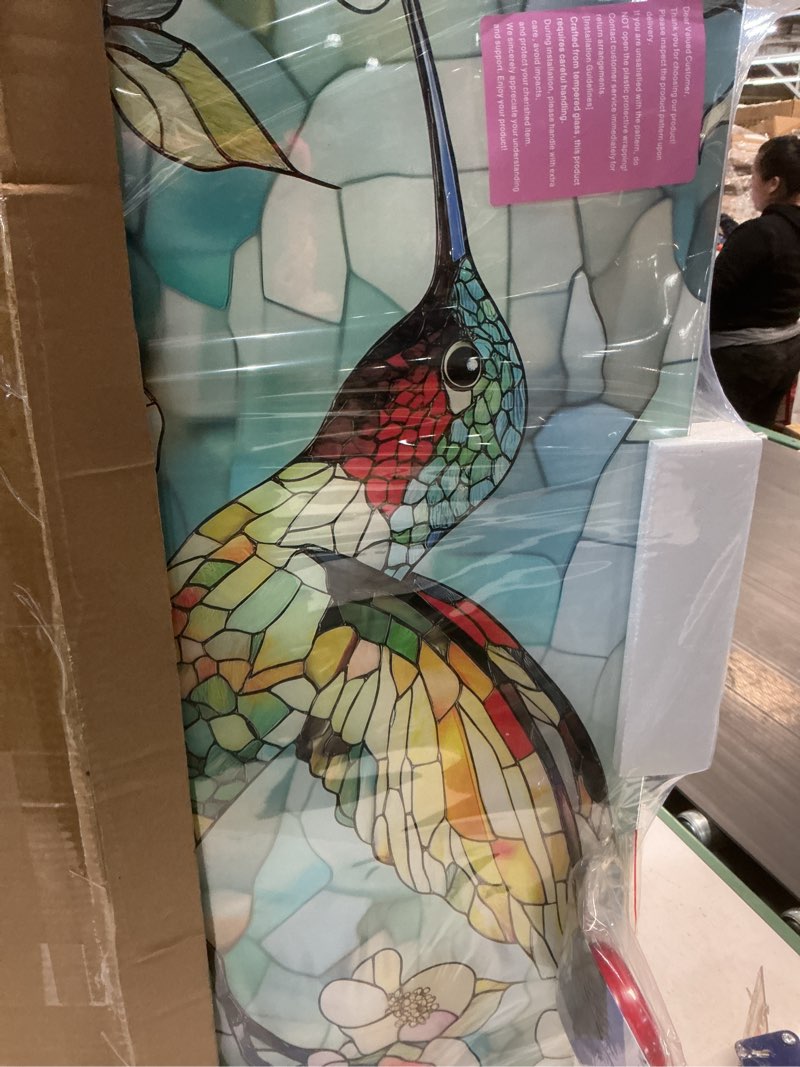 Condition photo showing New/Like New for evgosm tempered glass backsplash for kitchen? stove splashback, hummingbird glass backsplash, easy to install and clean, used for kitchen wall protection and decoration. (30x16'') 30"l x 16"w