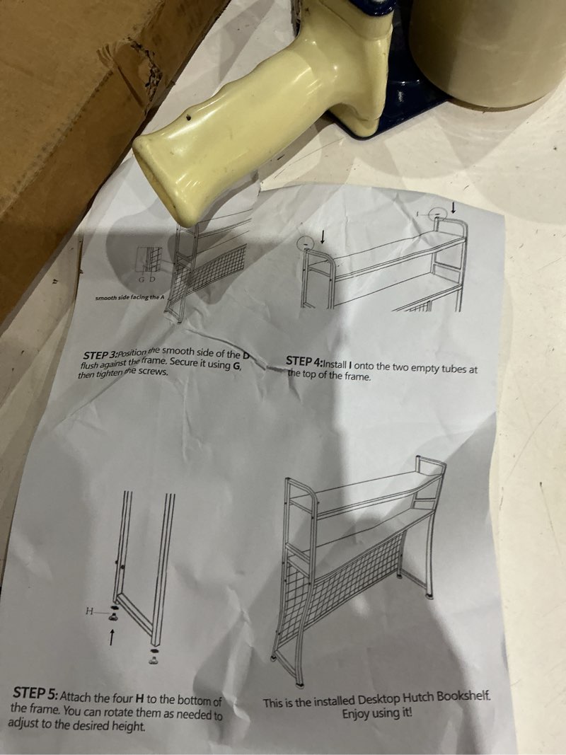 Condition photo showing As Is for desktop bookshelf organizer for computer desk - 2 tier desk shelving, dorm room bookcase, desktop book organizer for top of desk
