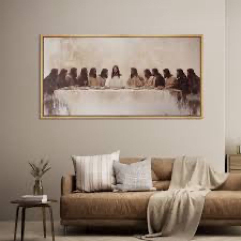 the last supper religious jesus christ and disciples classic biblical painting  vintage church wall pictures, giclee canvas digital print extra large framed wall art 20 x 60