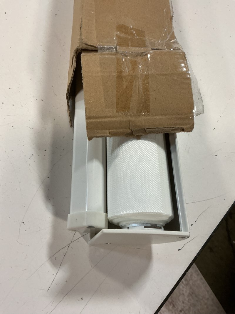 Condition photo showing As Is for chrisdowa cordless zebra blinds for windows, dual layer free-stop light filtering window roller shades, pull down privacy zebra shades for home, office, bedroom, door (30" w x 72" h, white) 30"w x 72"h white