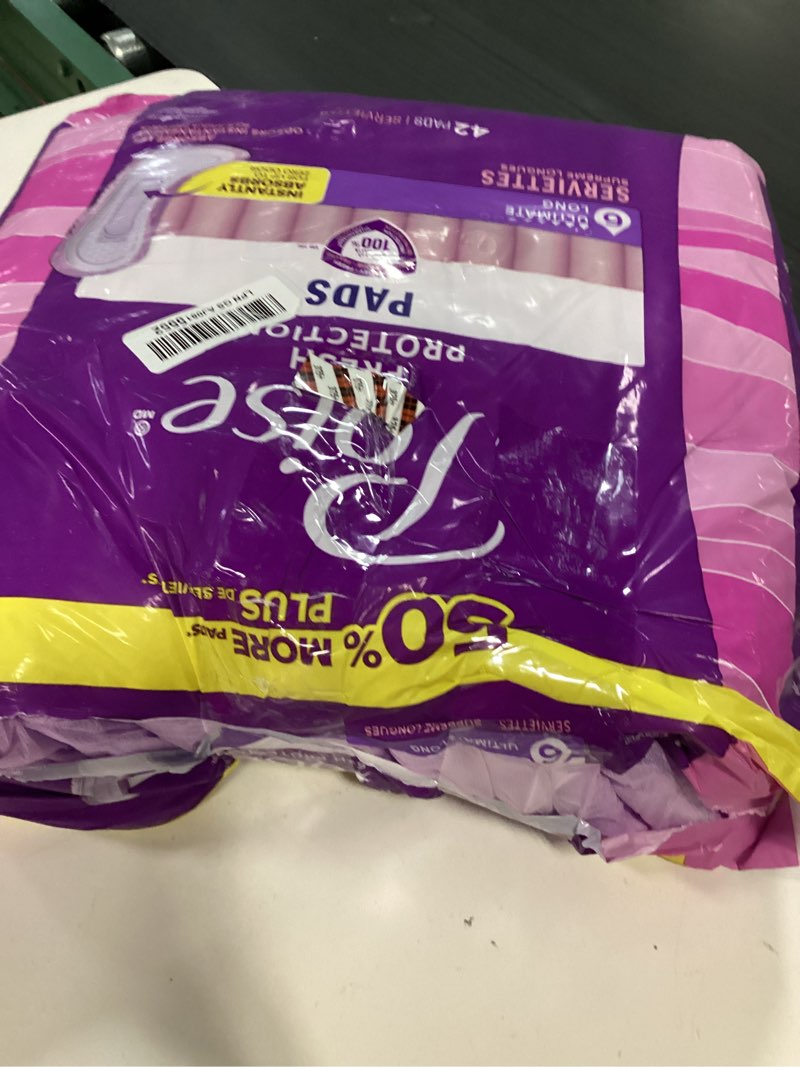 Condition photo showing Good Condition for poise incontinence pads & postpartum incontinence pads, 6 drop ultimate absorbency, long length, 42 count, packaging may vary long 42
