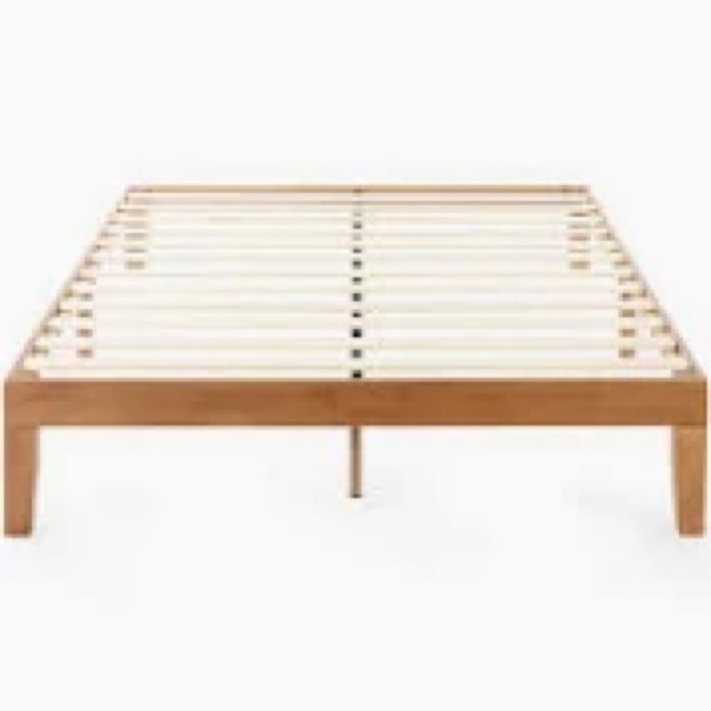 14 Inch Bamboo Bed Frame – Solid Wood Platform Bed Frame, Strong and Stable, with Non-Slip Slats for