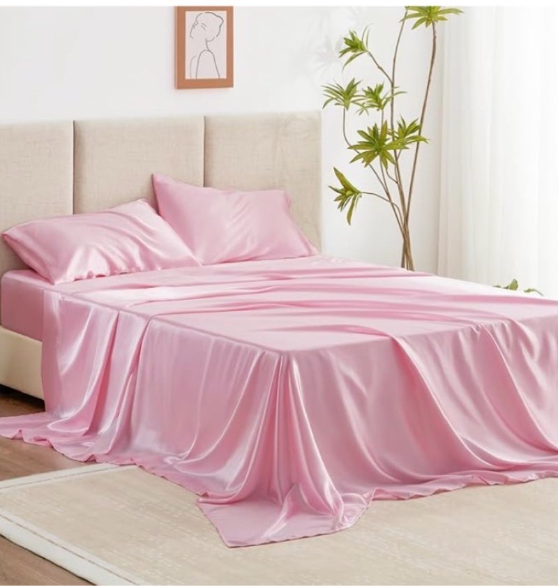 Juicy Couture King Size Satin Bed Sheet Set, Deep Pocket Silky King Sheet Set with 1 Fitted Sheet, 1