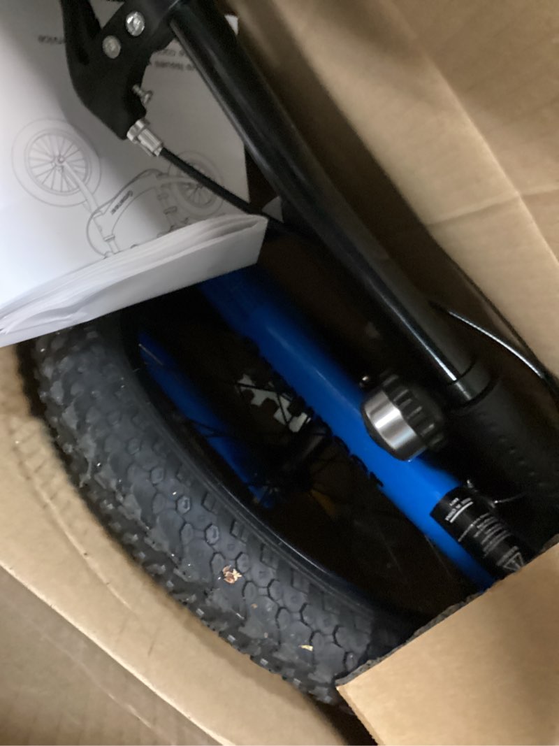 Condition photo showing As Is for growneer 16" kids balance bike for 4-8 year old boys girls, lightweight high carbon steel frame bicycle, adjustable padded seat & handlebars, rear brake, all-terrain, blue