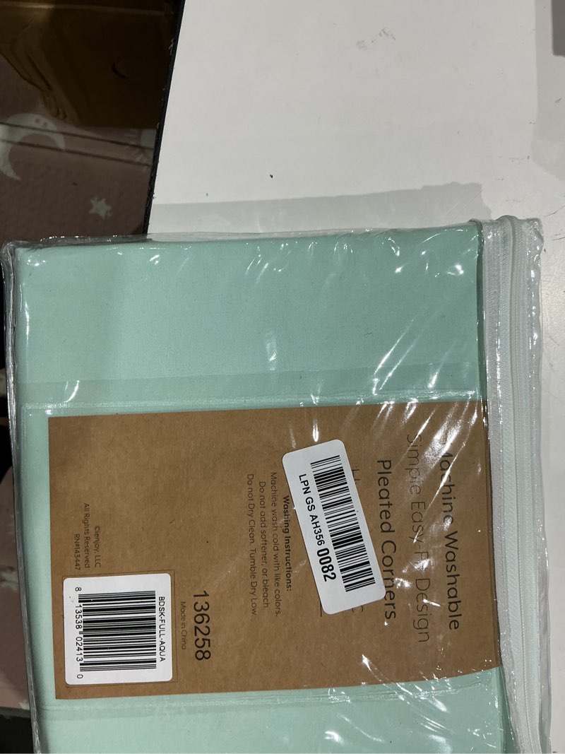 Condition photo showing Good Condition for ienjoy home ieh-bedskirt aqua home collection premium pleated dust ruffle bed skirt, full (ieh-bedskirt-full-aqua) full aqua