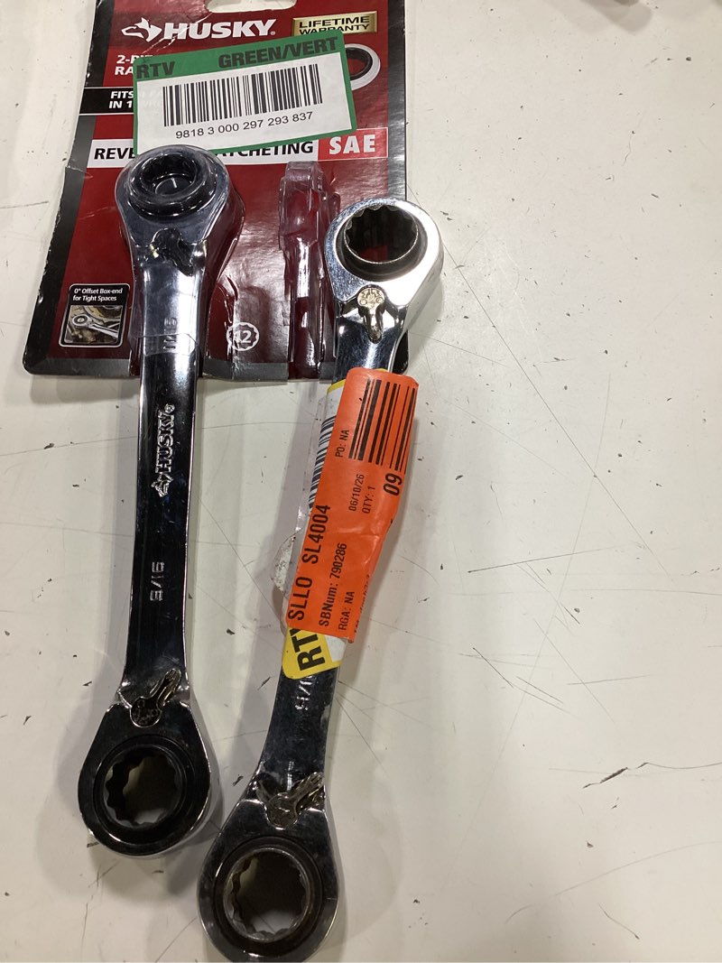 Condition photo showing As Is for husky sae quad drive ratcheting wrench set (2-piece)