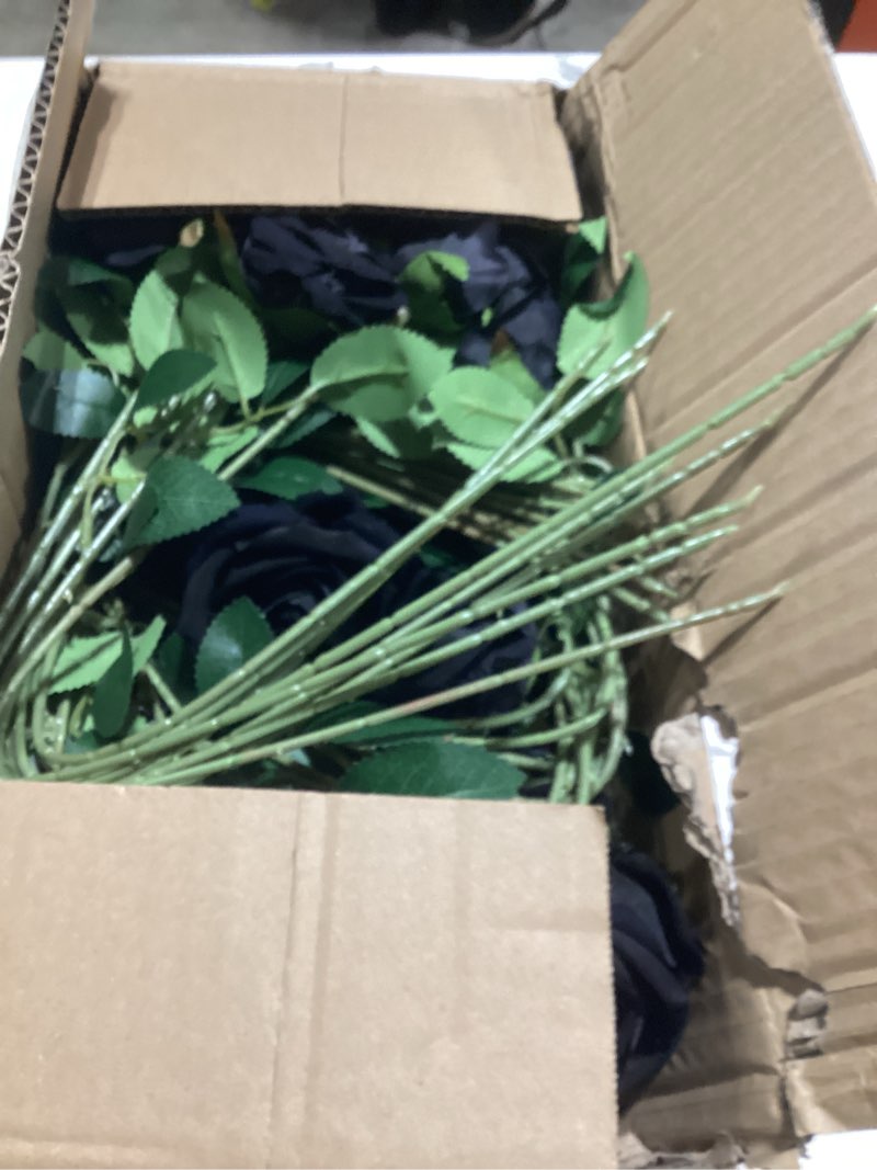 Condition photo showing Good Condition for hananona 50 pcs artificial roses in bulk, fake velvet silk roses realistic black roses for wedding centerpieces flower arrangement home decor (50, black) black 50