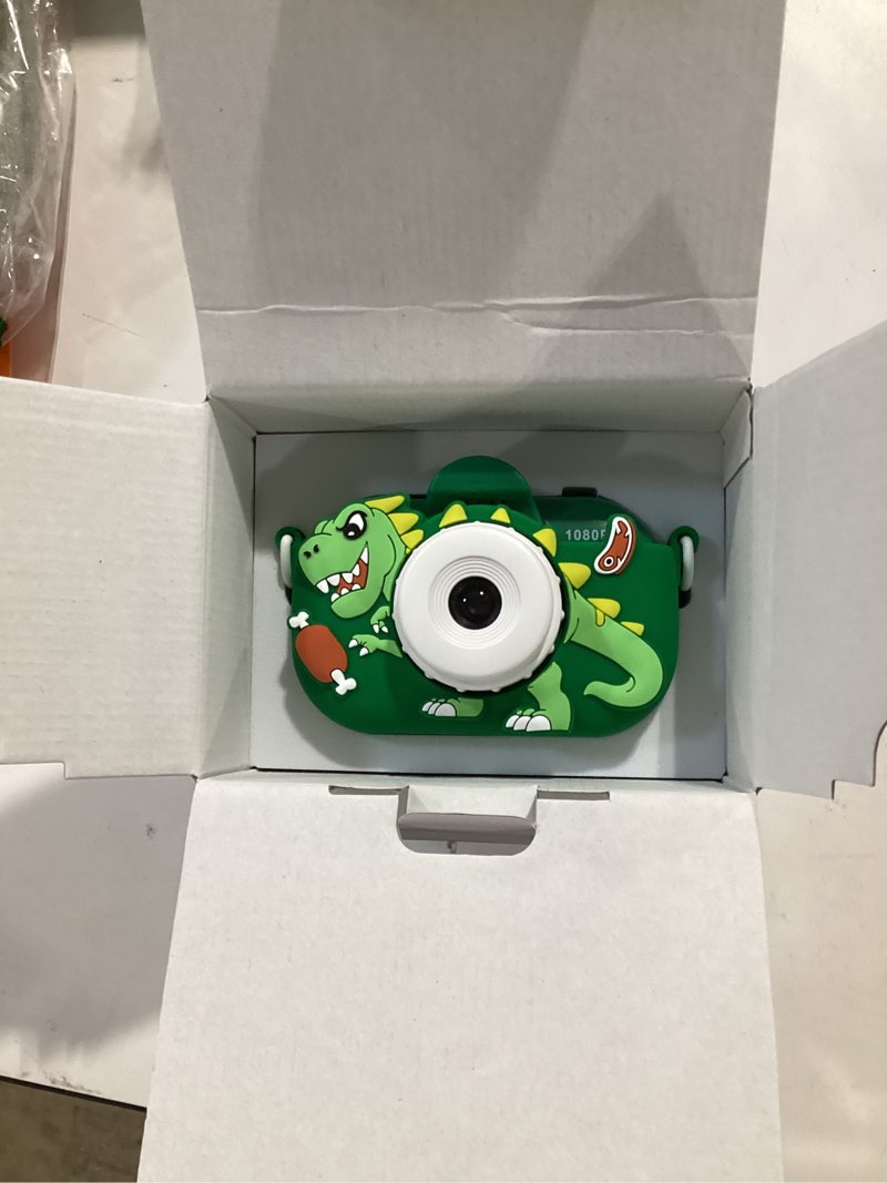 Condition photo showing Good Condition for kids camera boys toys for 3 4 5 6 7 8 9 years old boys, 48mp dual lens kids digital camera christmas birthday gifts, 1080p hd video selfie toddler camera with 32g sd card green