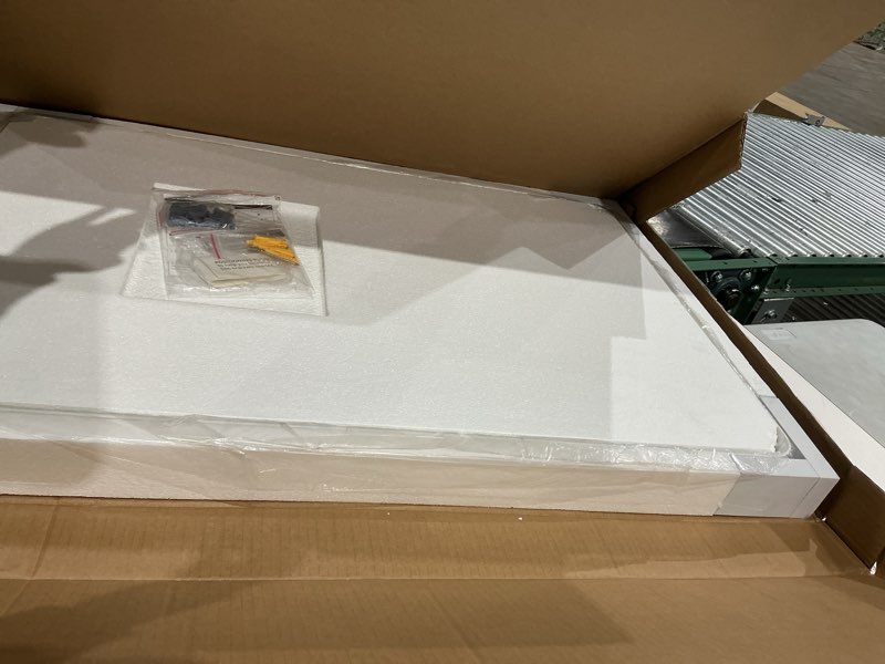 Condition photo showing Good Condition for tetote 24 x 36 white frame mirror for bathroom brushed metal frame wall mounted rectangle mirror for vanity with sandy textured surface(horizontal/vertical) 36"l x 24"w rectangular sand white