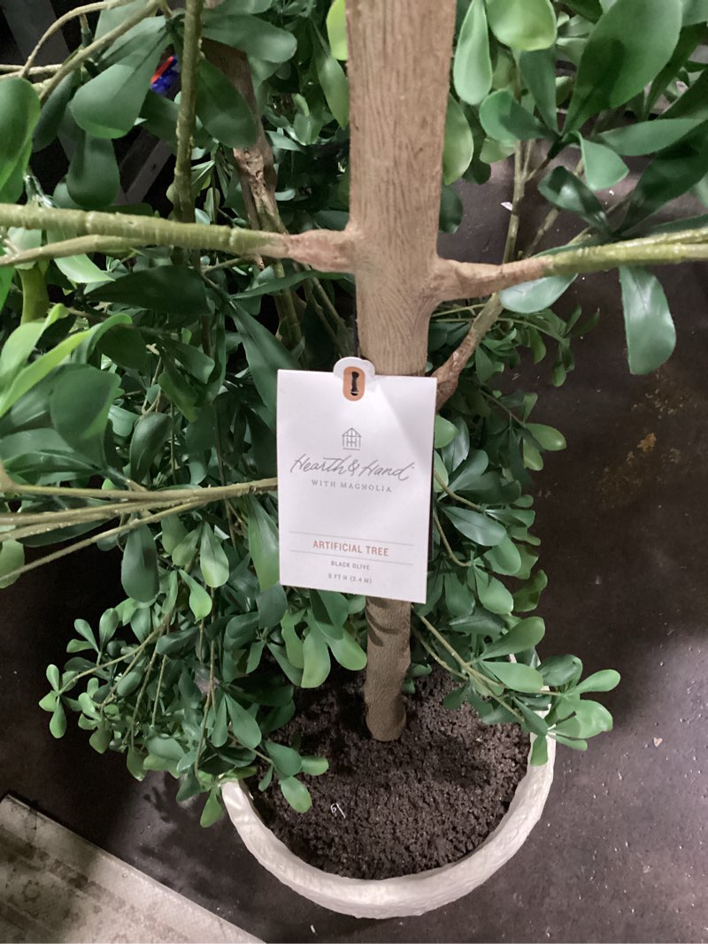 Condition photo showing As Is for black olive artificial tree - hearth & hand™ with magnolia