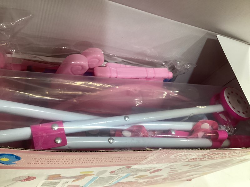 Condition photo showing As Is for baby doll stroller play set with 12.5" baby dolls, 28 pcs pretend role play doll accessories including crib, dining chair, doll clothes, sunglass, handbag for girls toddlers 3-5 4-6 5-7