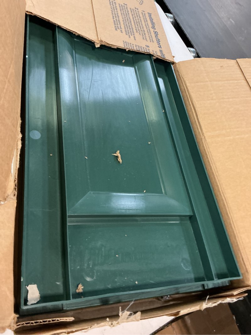 Condition photo showing Good Condition for ekena millwork lifetime vinyl ll1s14x04300fg standard cathedral top center mullion, open louver vinyl shutters, w/installation shutter-lok's & matching screws (per pair), 14.5"w x 43"h, forest green 14.5-in. w x 43-in. h 028 - forest green