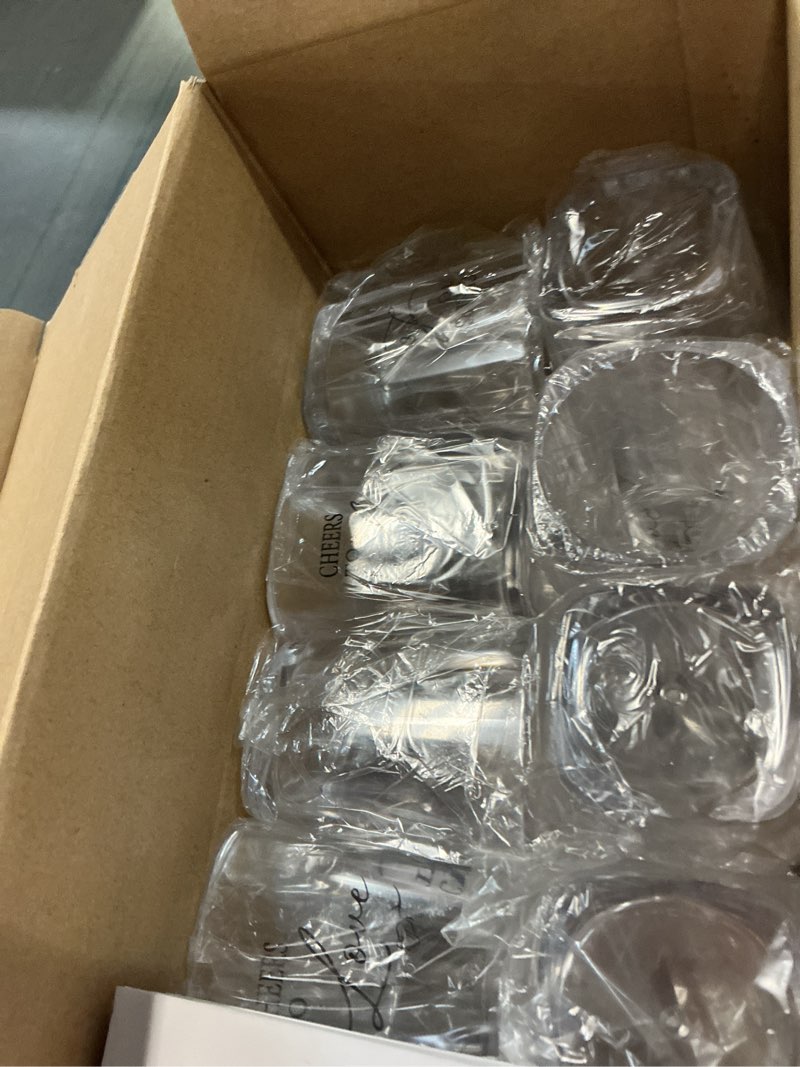 Condition photo showing New/Like New for sliner 50 set wedding favors for guests bulk 2oz acrylic cheers to love shot glasses with thank you cards organza bags for guest souvenirs (cylinder,cheers to love) rectangular cheers to love 50