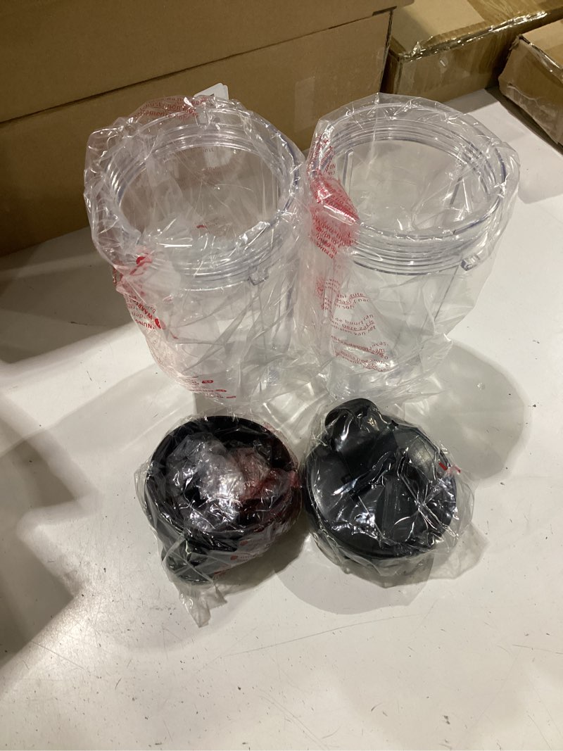 Condition photo showing New/Like New for 24oz replacement blender cups for ninja, 2-pack replacement parts with sip & seal lids compatible with ninja auto iq bn401 bn751 bn801 bl480 bl682 bl640-30 bl2012 nn102-30 2 packs,24oz cup&lid